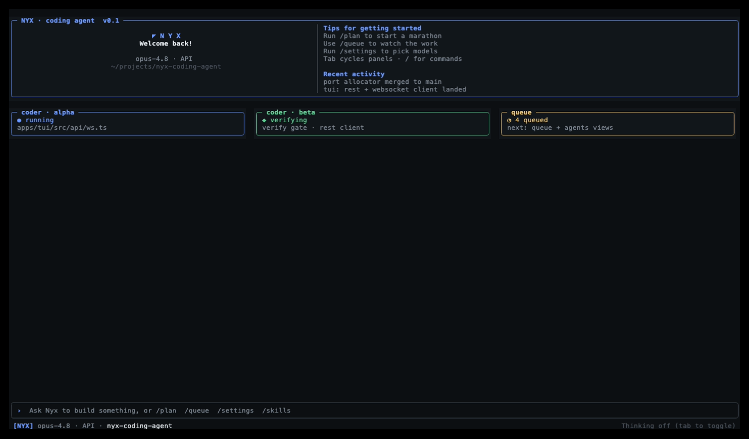 Nyx TUI seed screen
